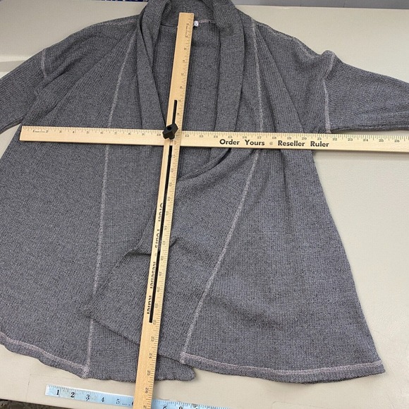 Three Dot Cardigan Sweater Womens Medium Gray Shaker Knit Open Front Minimal - Picture 7 of 14